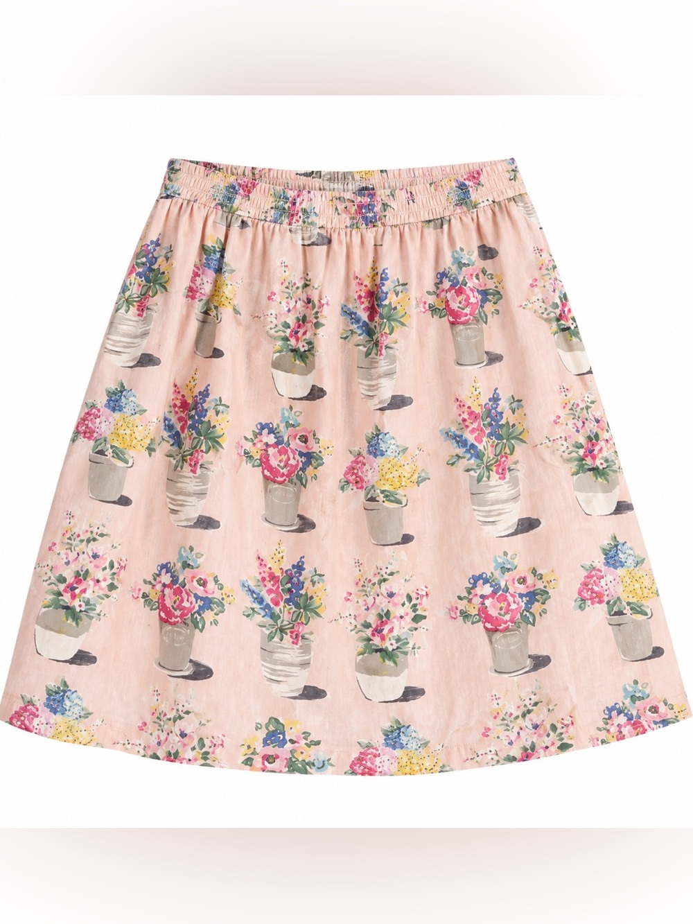 Cath Kidston 100% cotton Pastel Pink Floral Bucket-Print A-Line Skirt